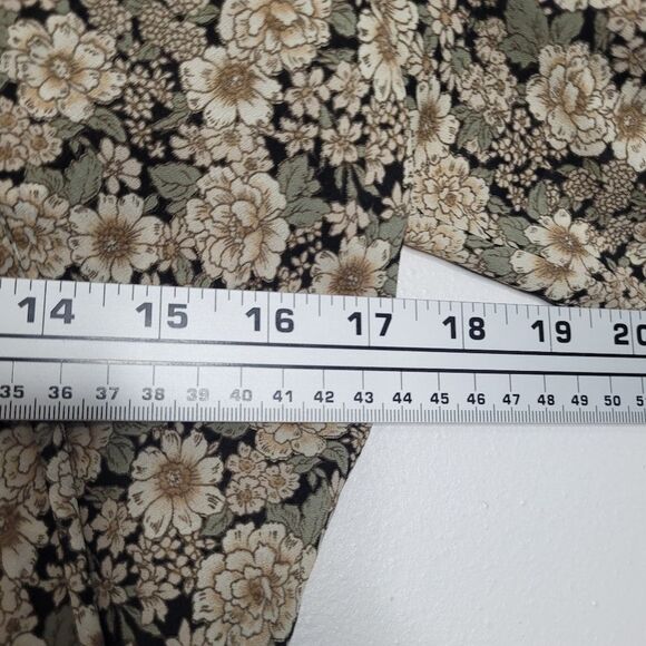 Vintage 90s tan retro flower print 3/4 sleeve Stevie Nicks top size small - Picture 5 of 6